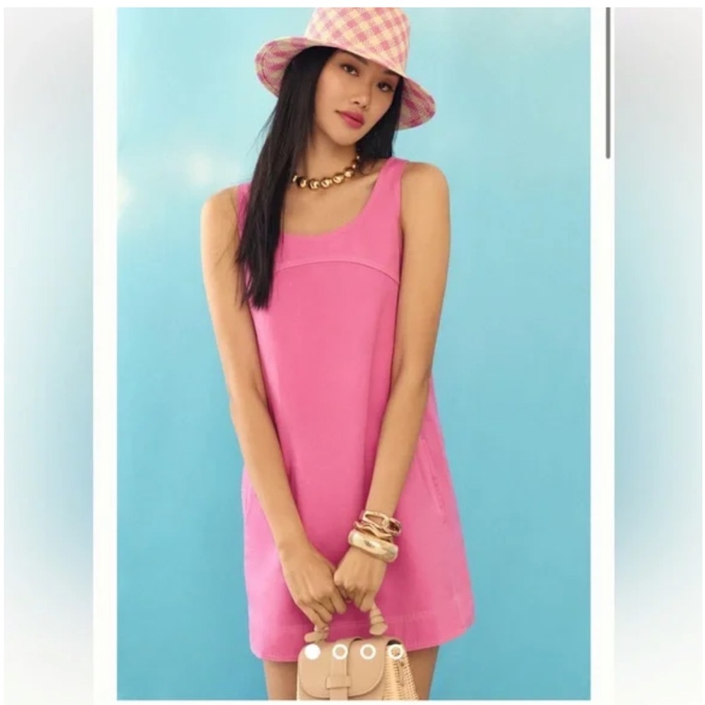 Anthropologie Pilcro Pink Denim Scoop Neck mini dress